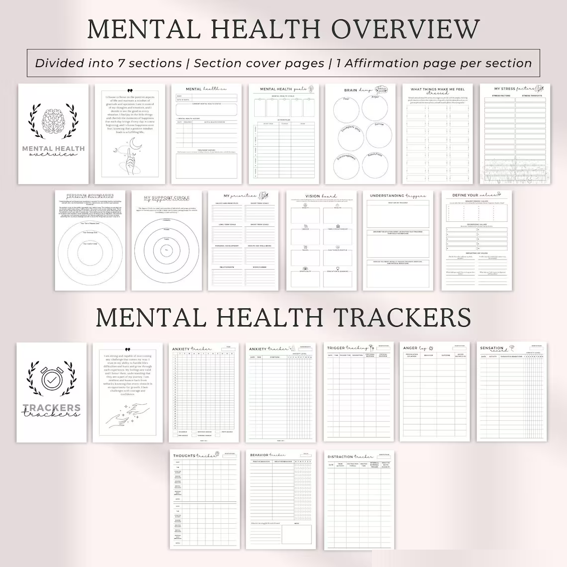 Heal in Silence – 120+ Page Mental Health Journal (Instant Download)