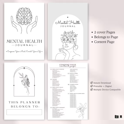 Heal in Silence – 120+ Page Mental Health Journal (Instant Download)