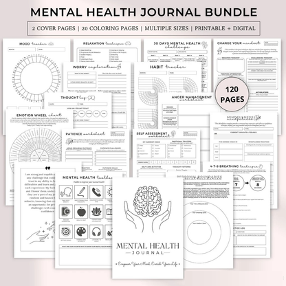 Heal in Silence – 120+ Page Mental Health Journal (Instant Download)